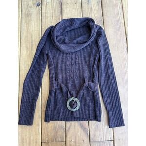 Vintage Y2K Creazioni Brown Buckled Fitted Knit Sweater Medium